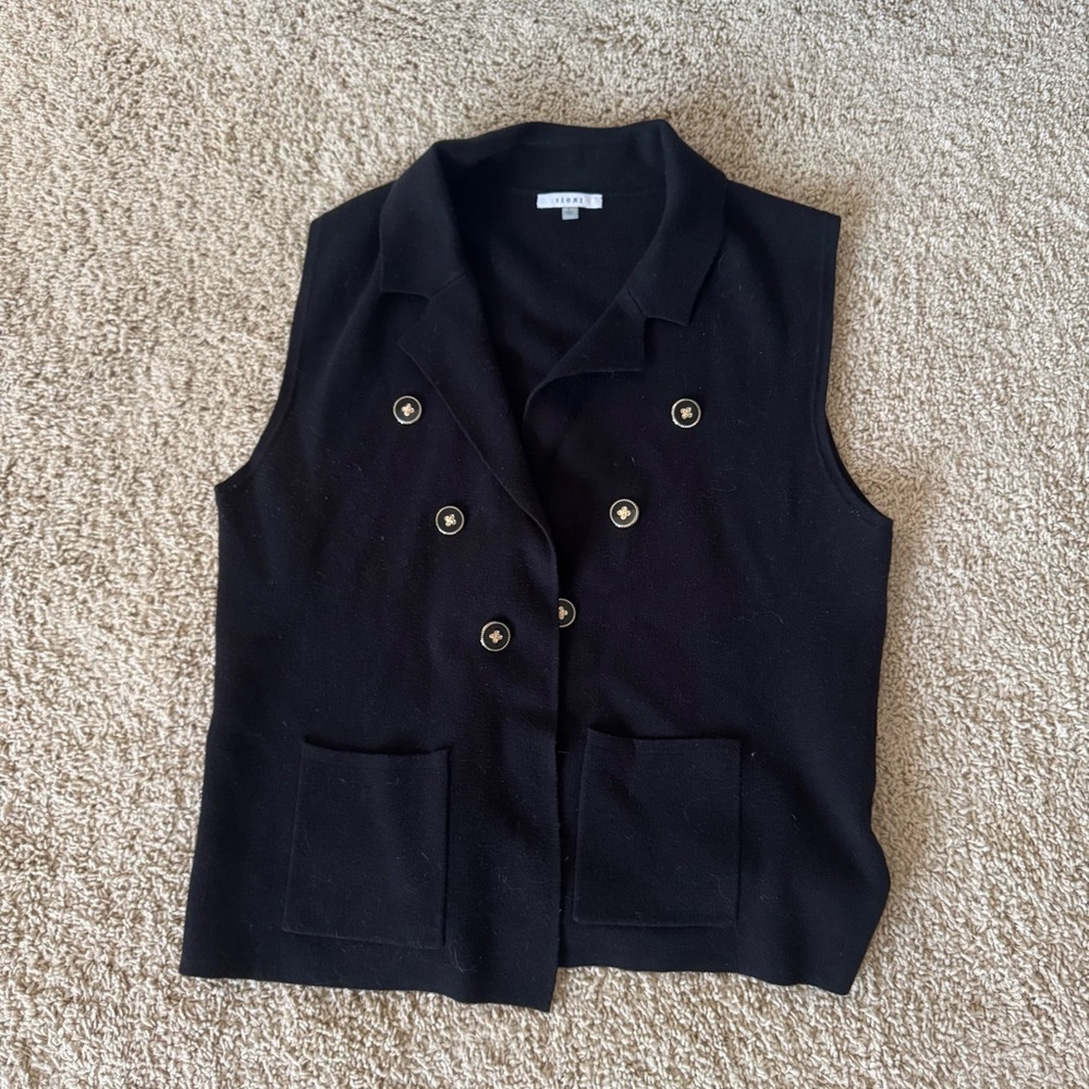 Black Button Vest